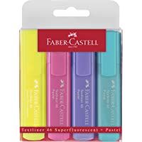 Faber-Castell Estuche con 4 marcadores fluorescentes tonos pastel Textliner 1546- colores surtidos (154610)